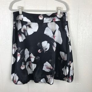 White House black market black Floral silk skirt